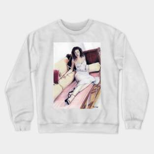 Woman lying on a couch Crewneck Sweatshirt